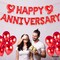 18 Inch Happy Anniversary Balloons Letters Big Red Banner (Red) 18 inches, 16 inches